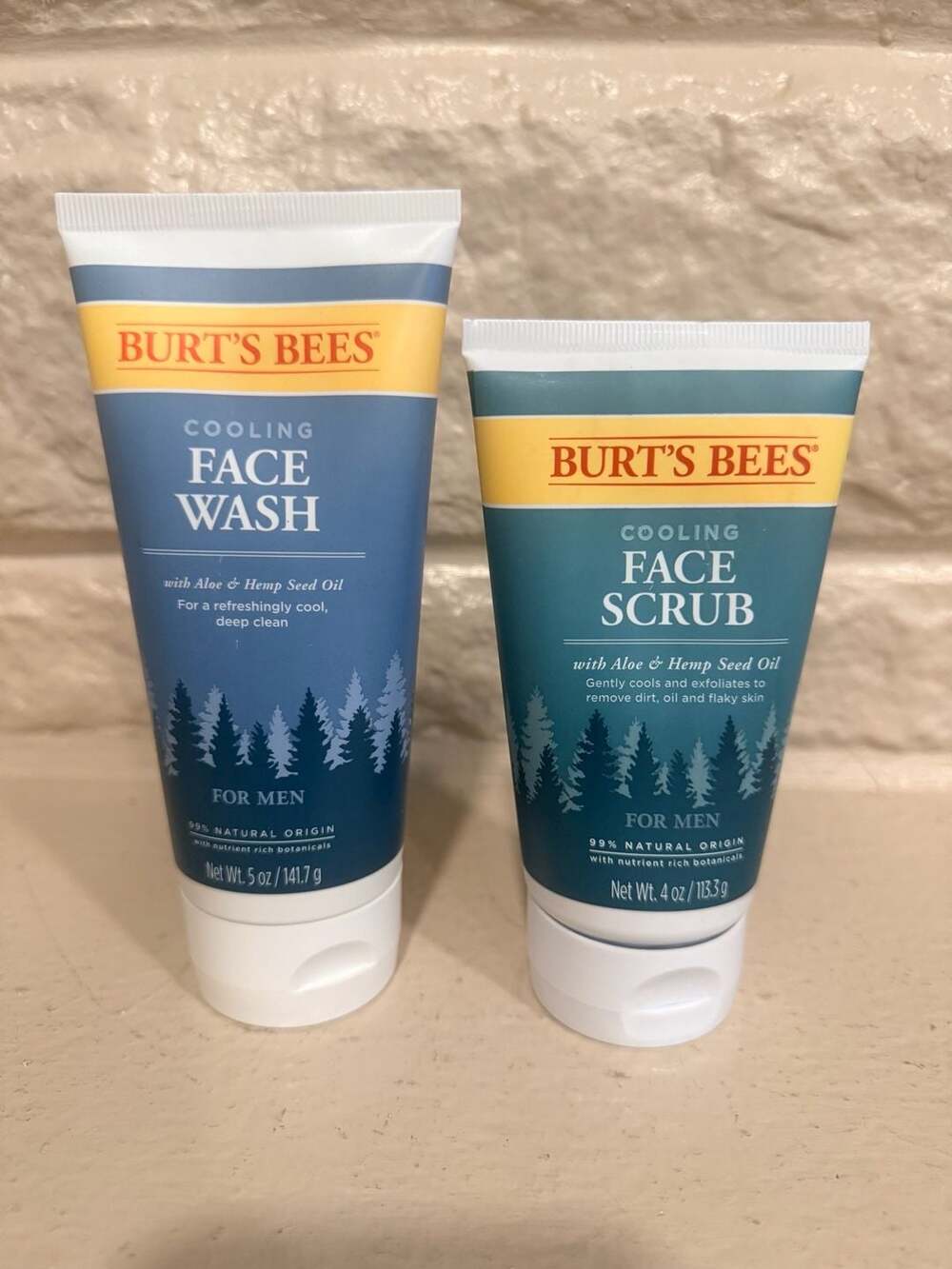 Burt's Bees Cooling Face Wash and Face Scrub For Men Aloe & Hemp Seed Oil